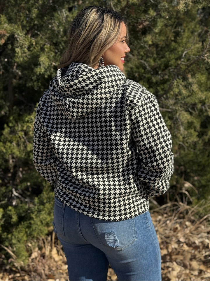 Sarah Black Houndstooth Hoodie