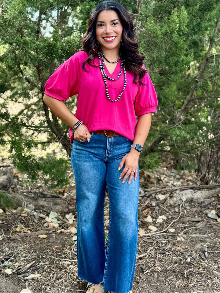 Willow Pink V-Neck Top