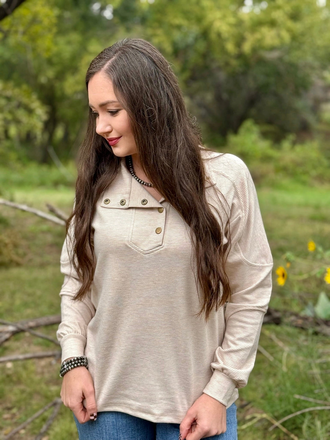 Jentri Beige Striped Pullover