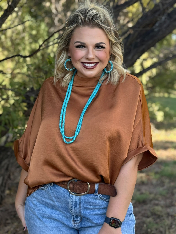 Joslyn Copper Satin Blouse