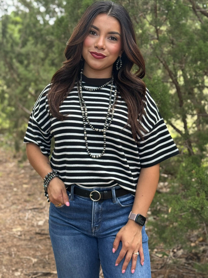 Lovely in Stripes Drop Shoulder Top