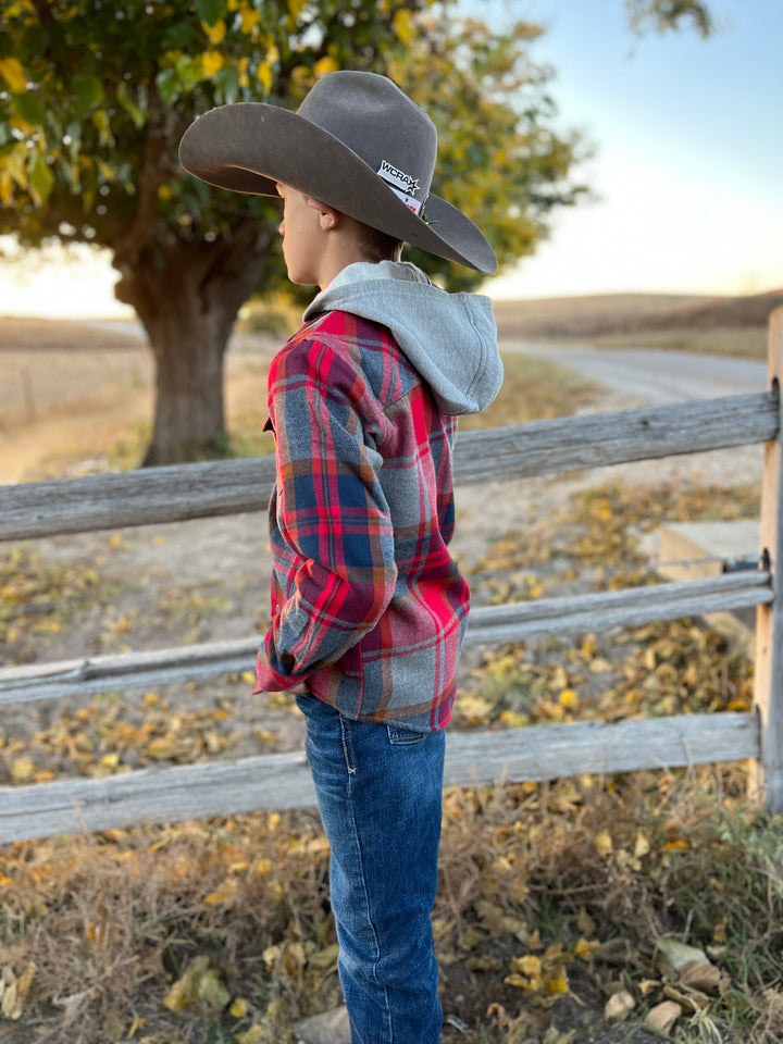 Hoffman Boys Red Plaid Shirt Jacket by Ariat