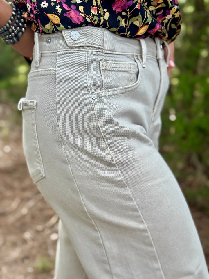 Sara High Rise Cropped Barrel Jean by Risen