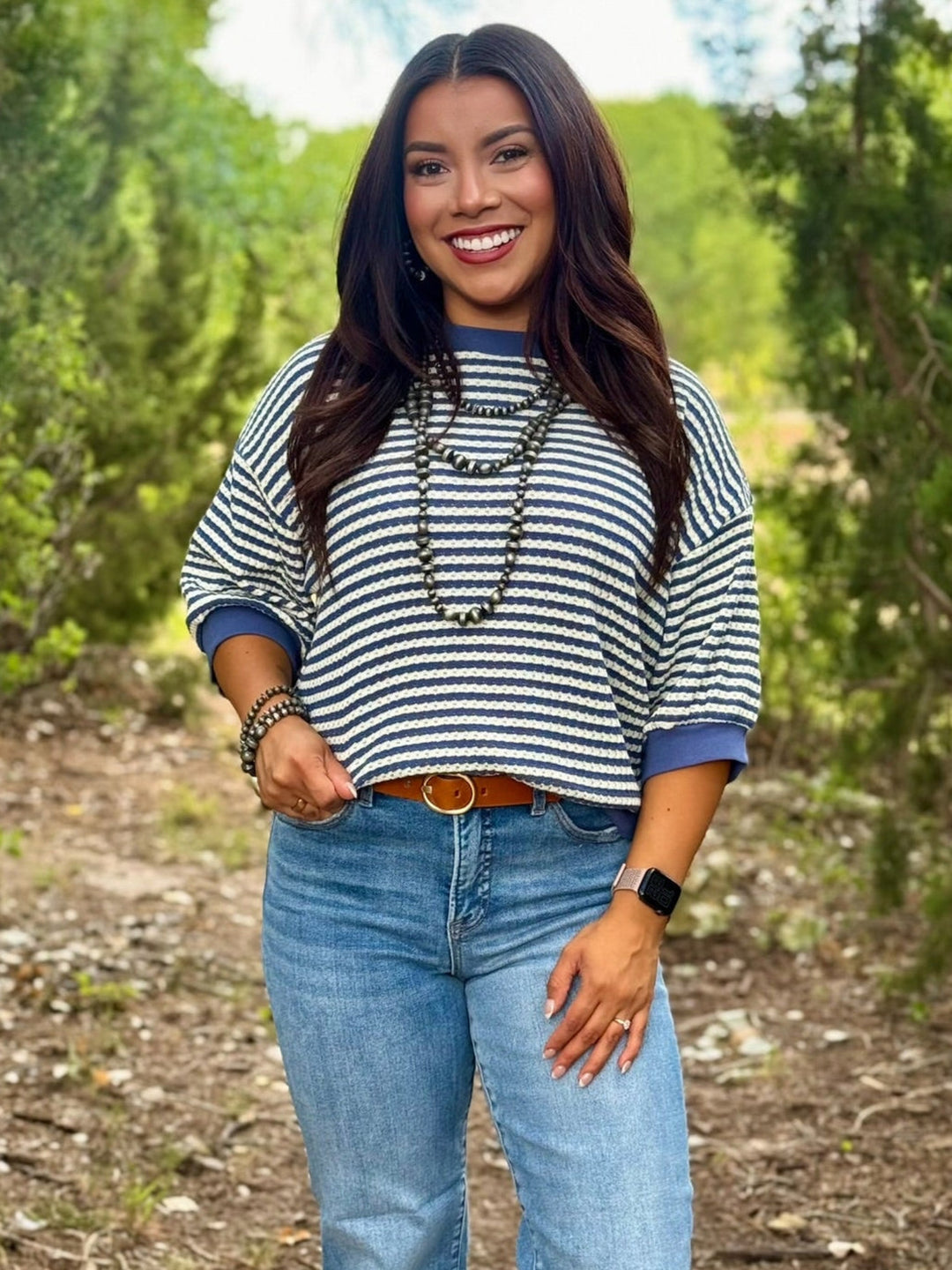 Kelsey Blue & White Striped Top
