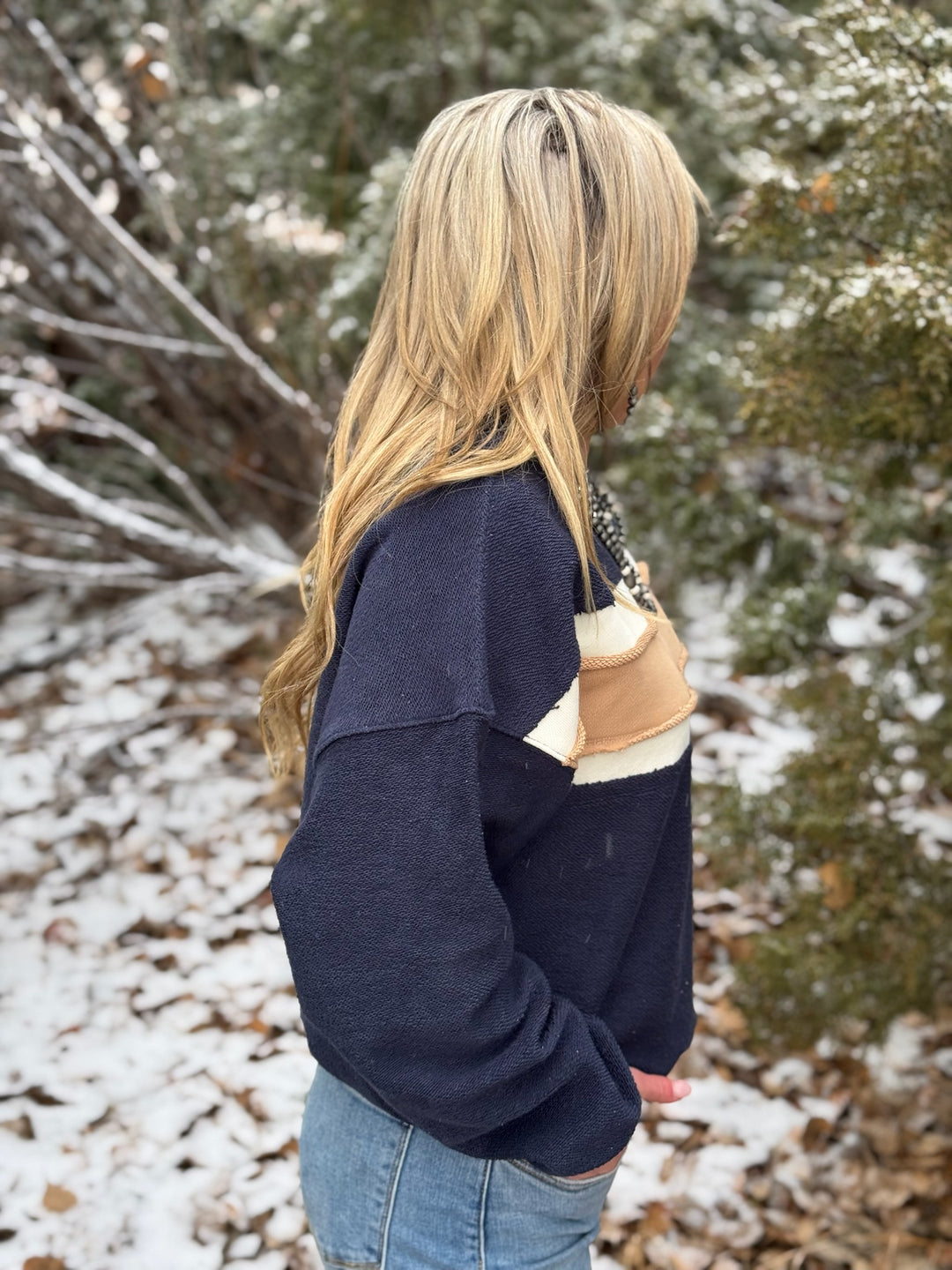 Winnie Navy & Tan Pullover