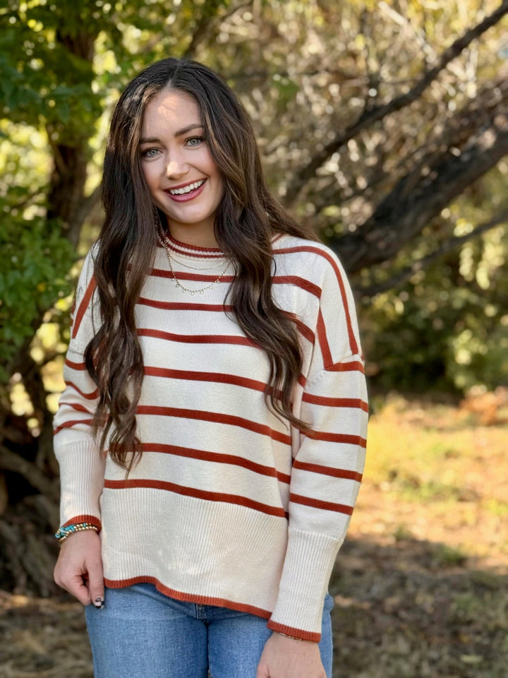 Jaylee Cream & Rust Sweater