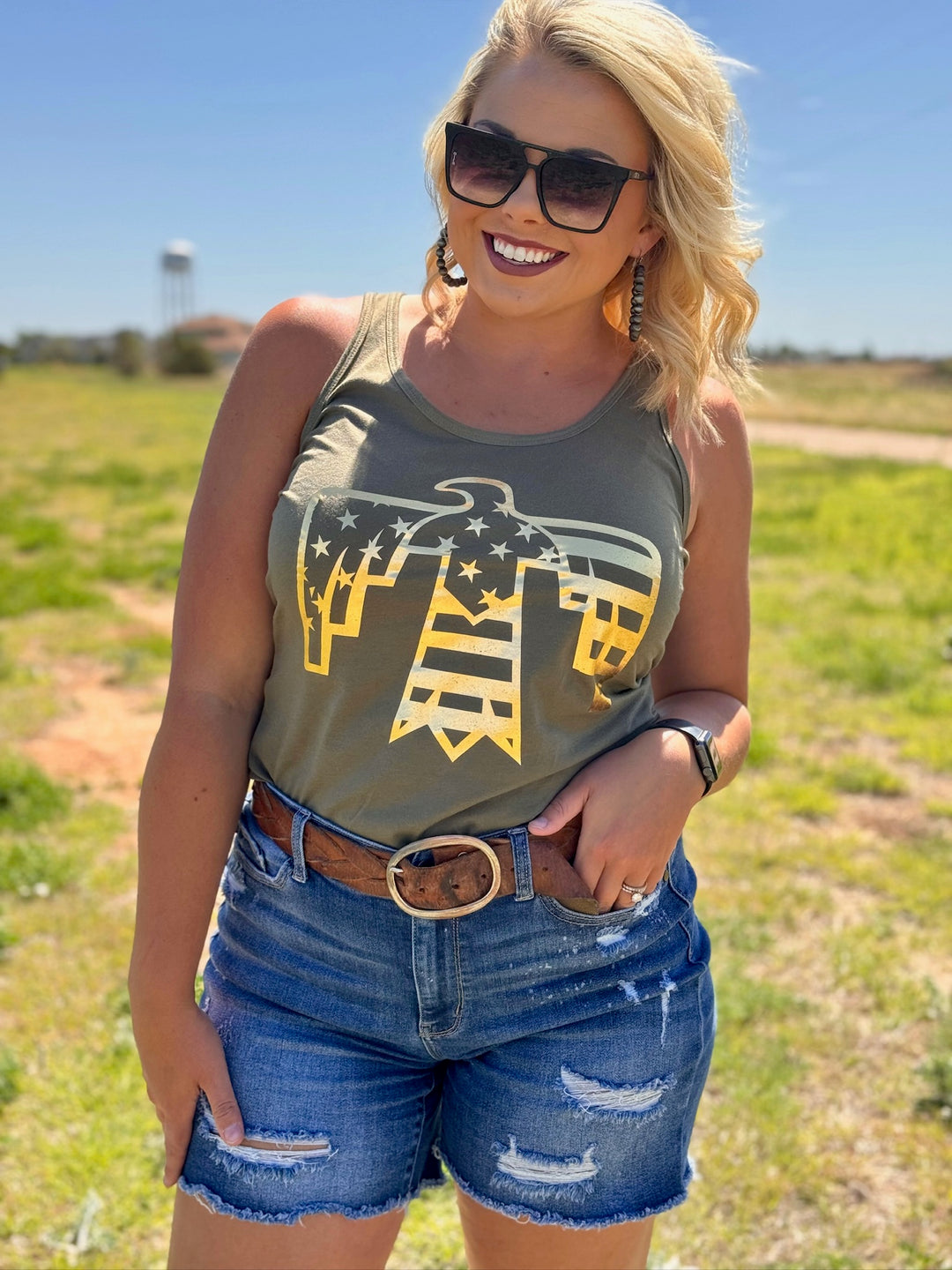 Patriotic Bird with Gold Foil Graphic Tee by Texas True Threads