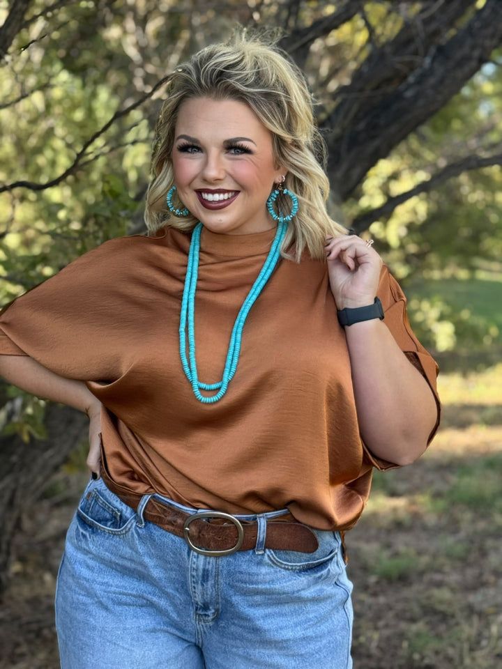 Joslyn Copper Satin Blouse