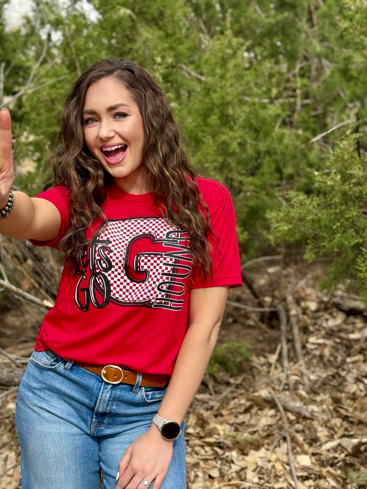 Checkered Let's Go Hounds Graphic Tee