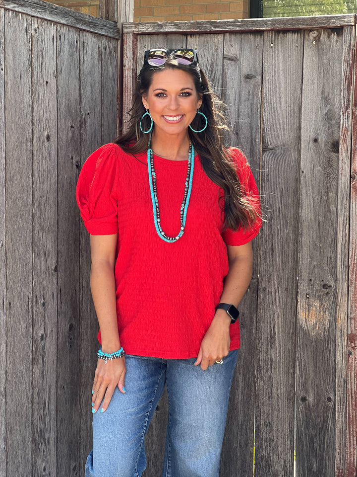 Vonnie Red Crinkle Blouse