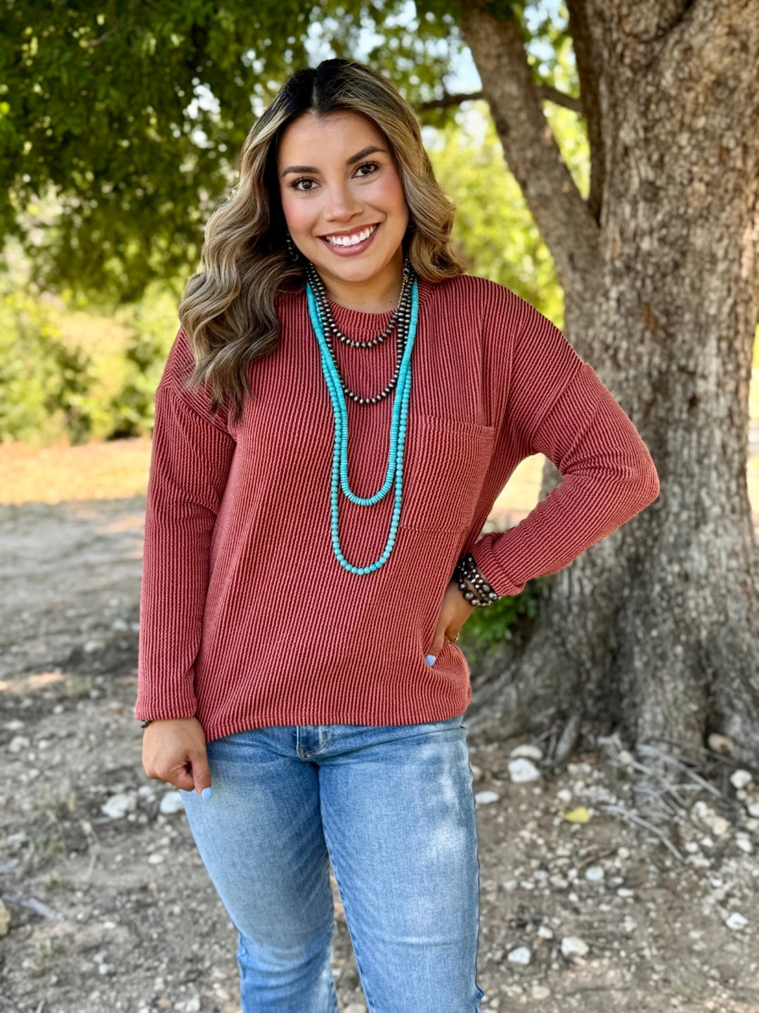 Gabby Rust Ribbed Top