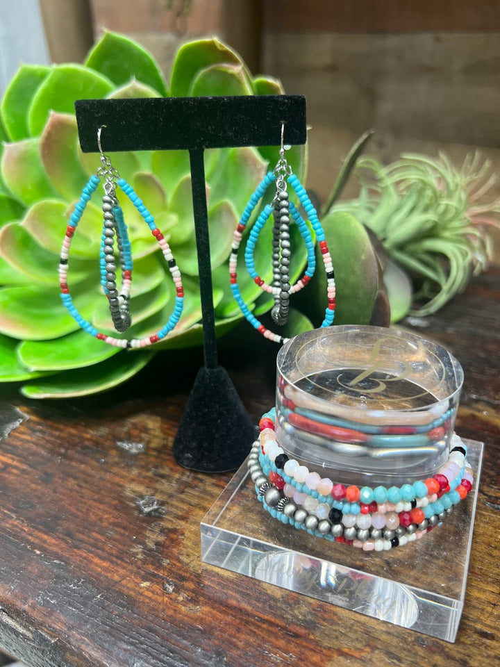 Burnet Turquoise Beaded Teardrop Earrings