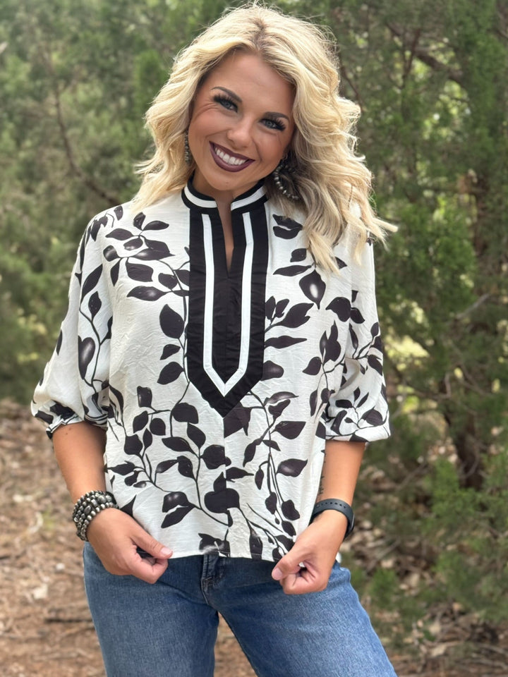 Saige Floral Contrast Top