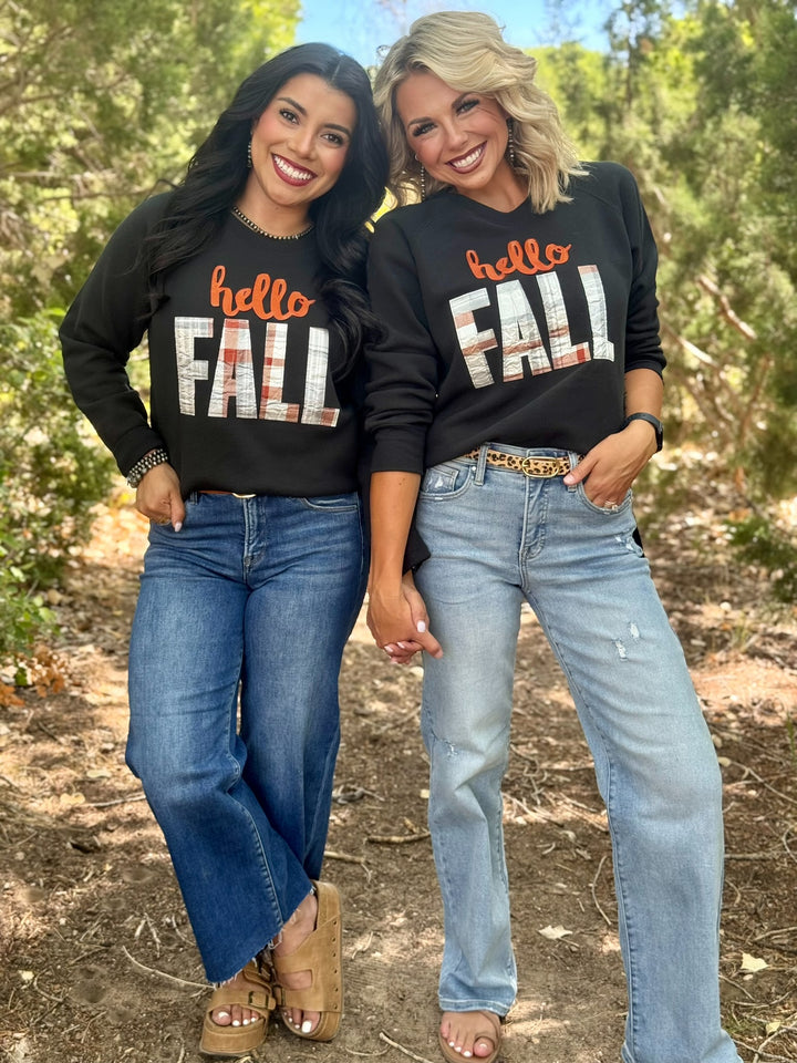 Hello Fall Black Appliqué Sweatshirt by Texas True Threads