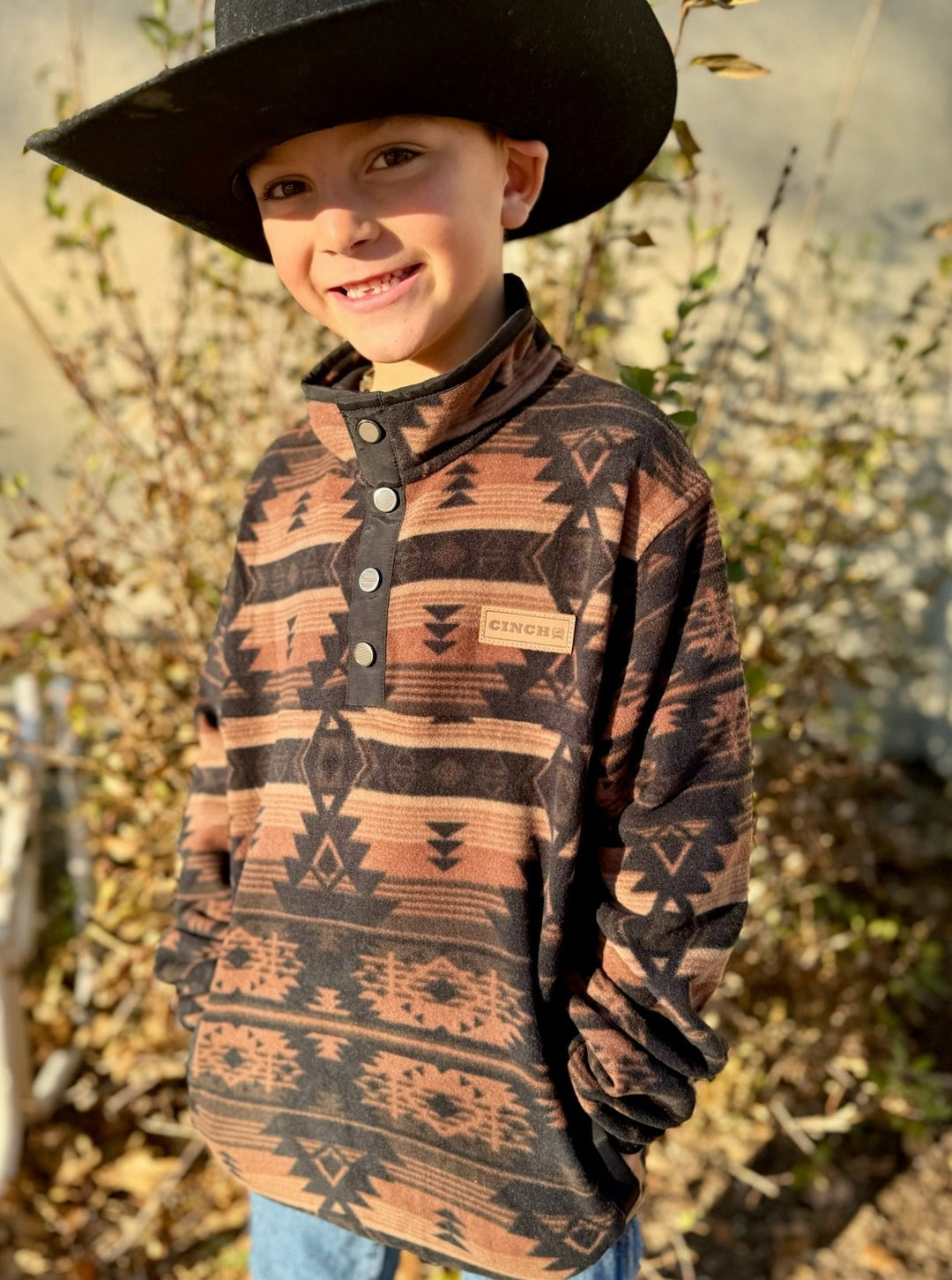 Boy's Brown Aztec Pullover by Cinch