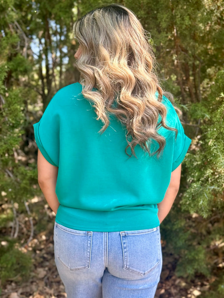 Teal Drop Shoulder Top