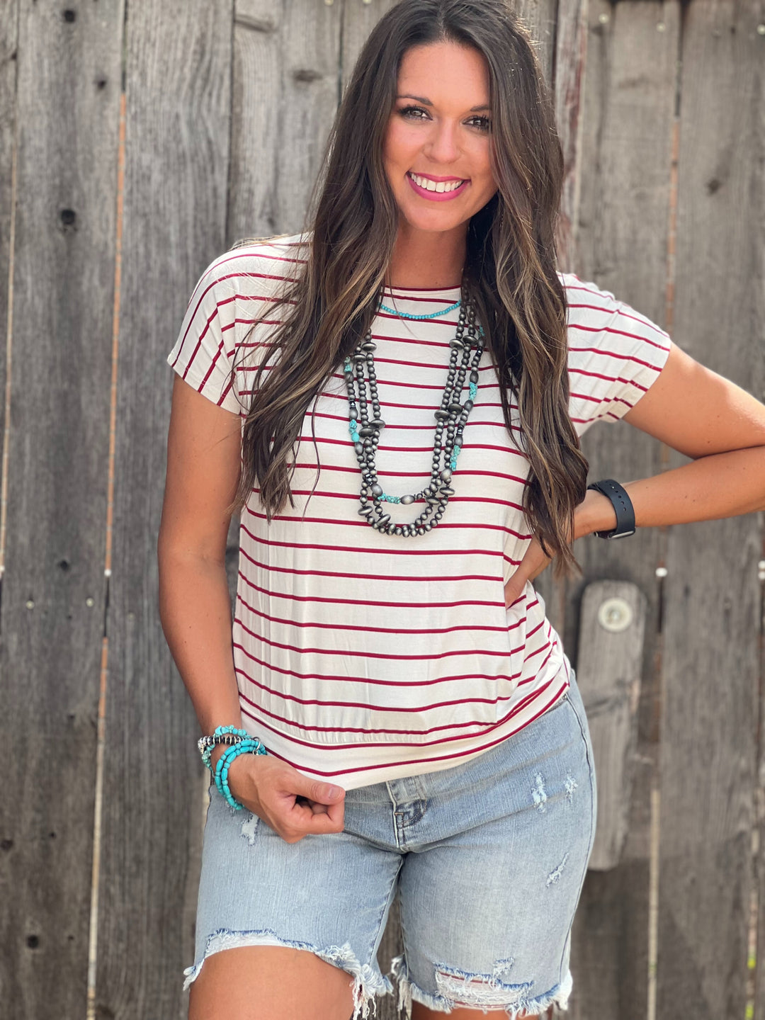 Larissa Red Stripe Top