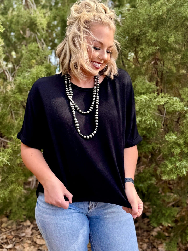 Madeline Black Knit Top