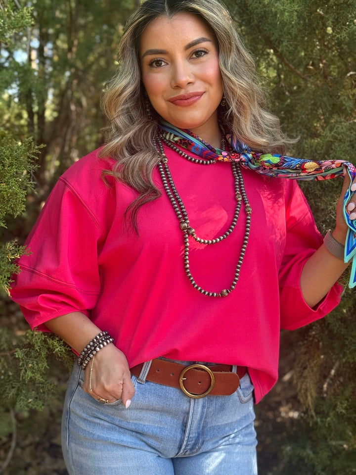 Landree Pink 3/4 Sleeve Top