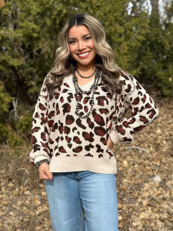 Addison Leopard V-Neck Sweater