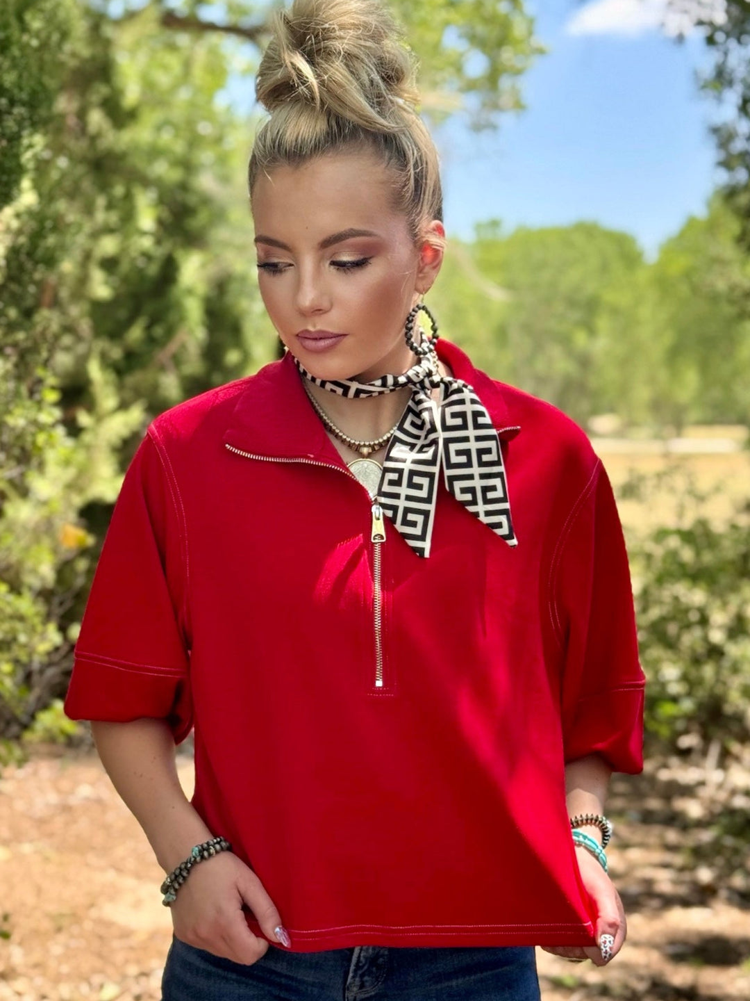 I'm A Fan 1/4 Zip Top