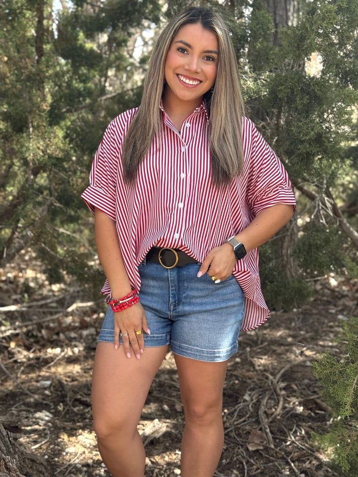 Reena Red & White Stripe Top