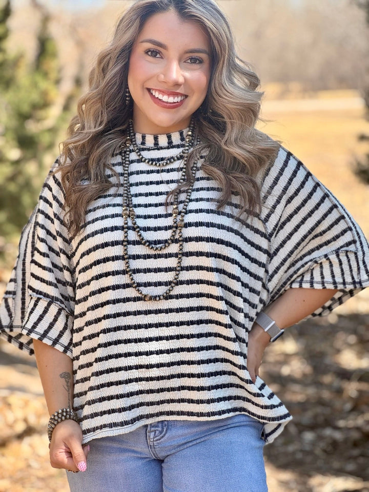 Haiven Navy Striped Top