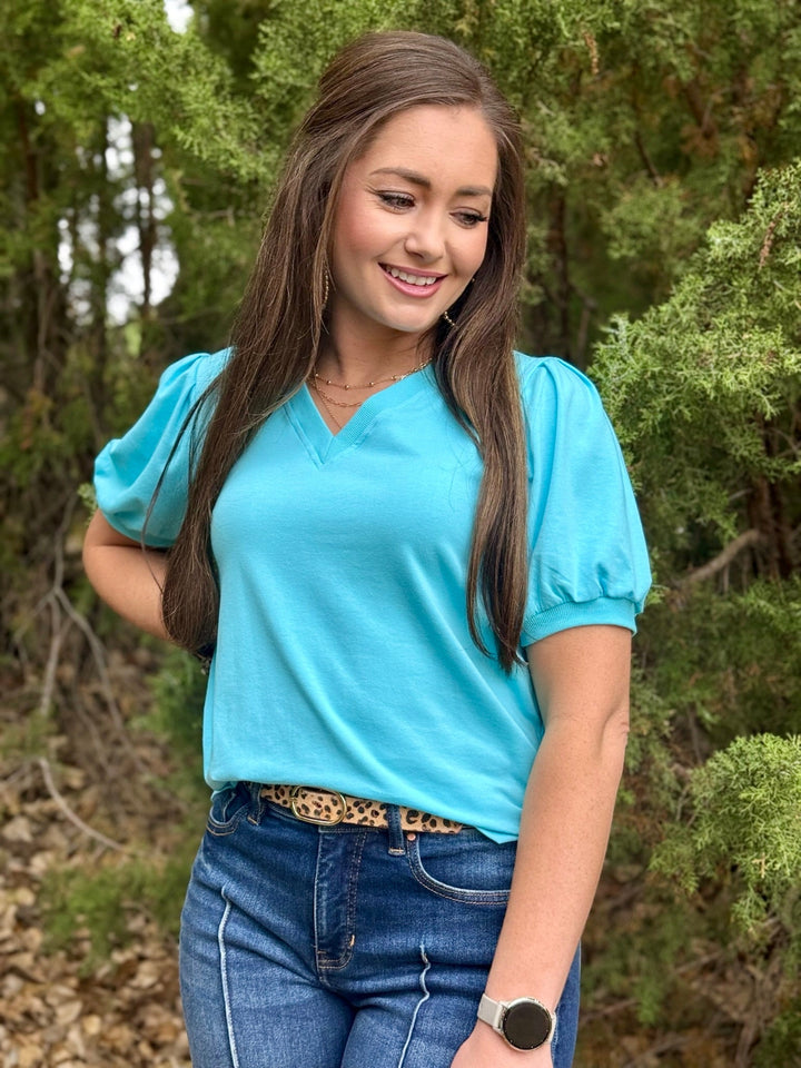 Liza V-Neck Blue Top