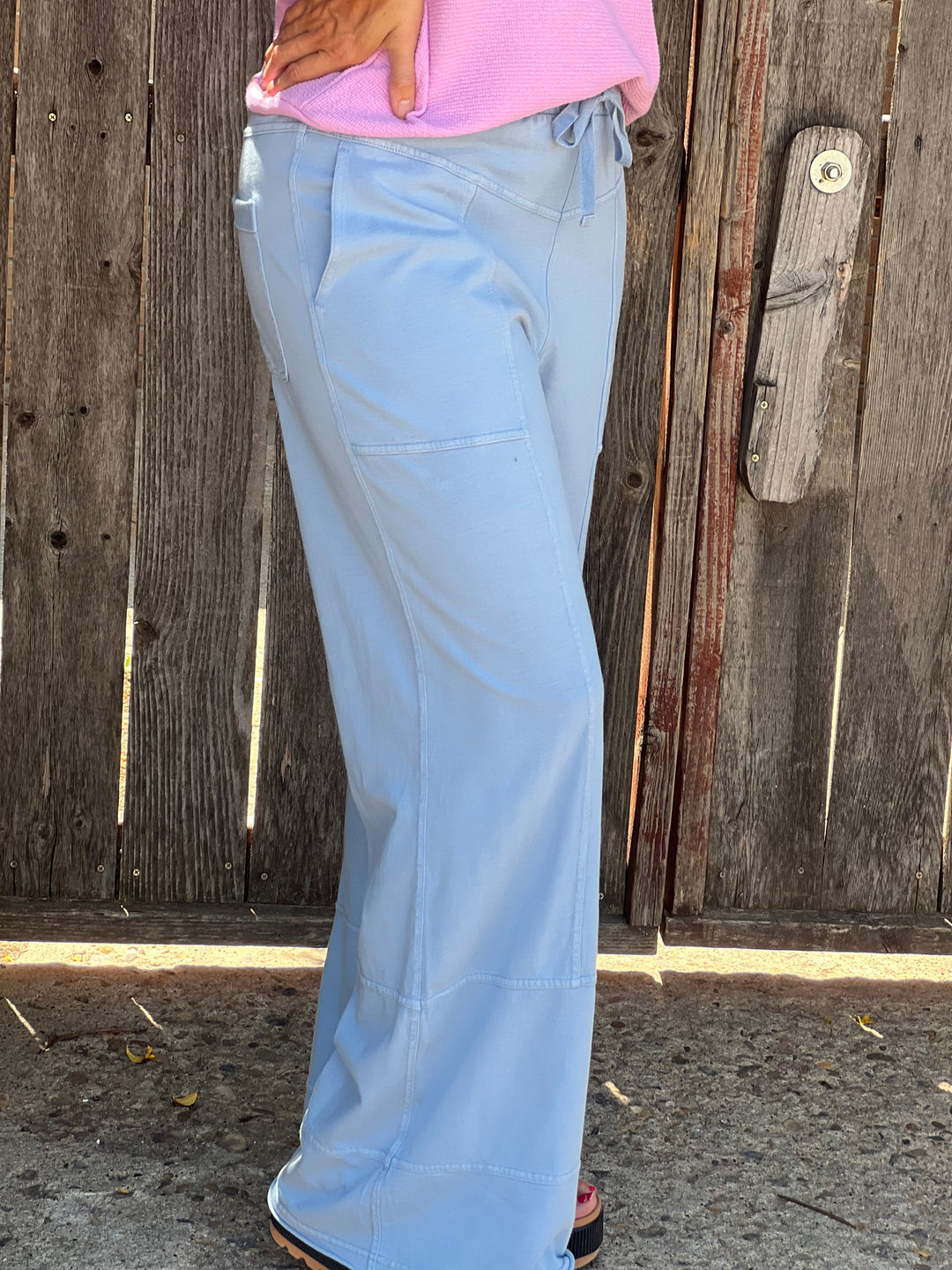 Irene Blue Cargo Wide Leg Pants