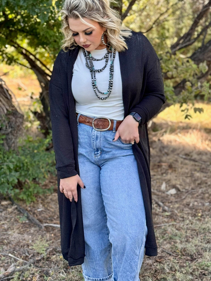 Ester Long Black Knit Cardigan