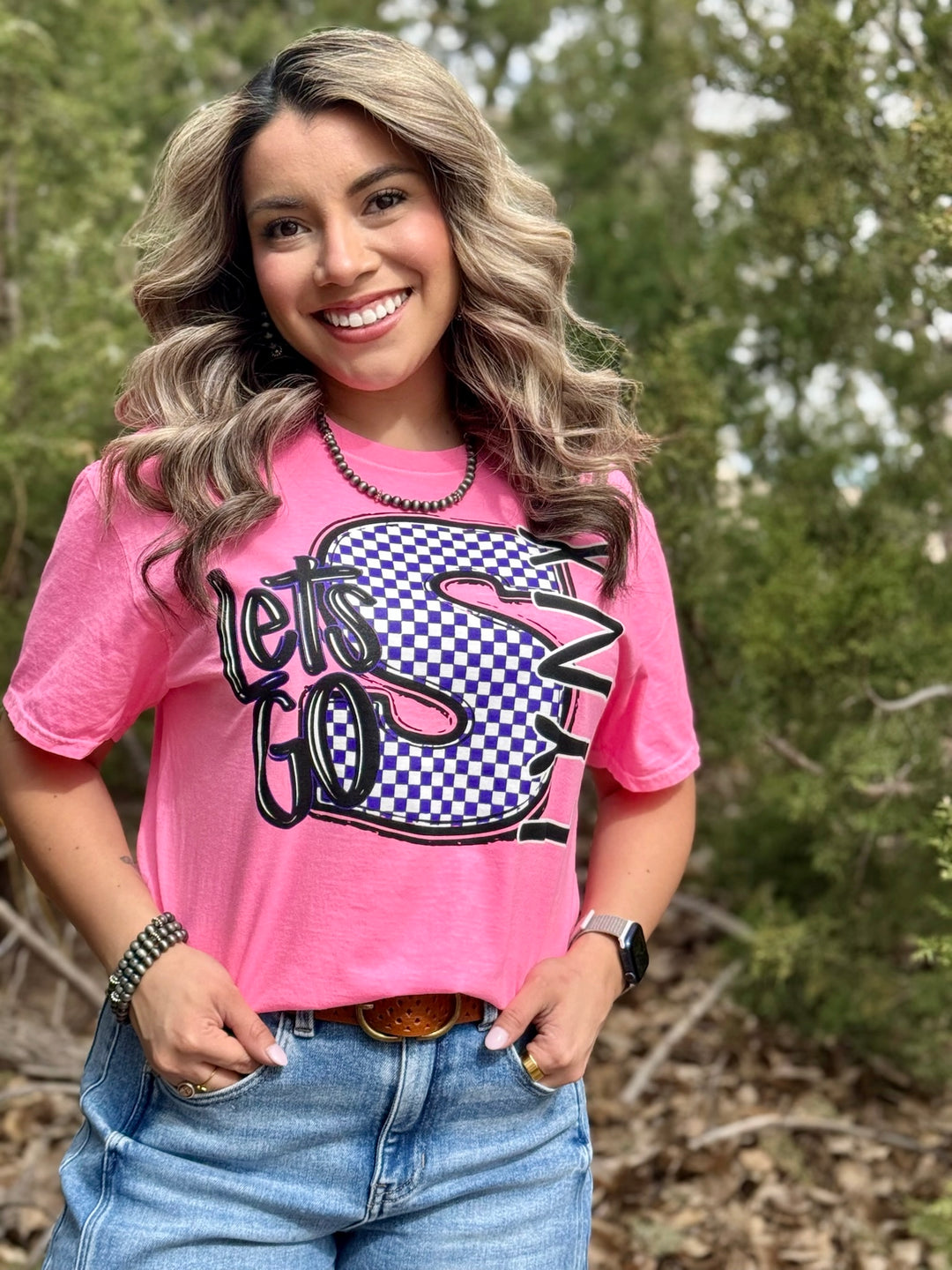 Checkered Let's Go Lynx Graphic Tee