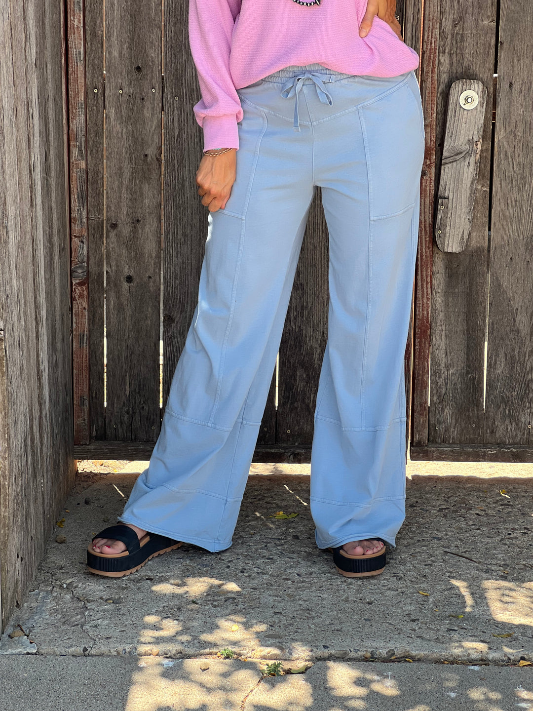 Irene Blue Cargo Wide Leg Pants