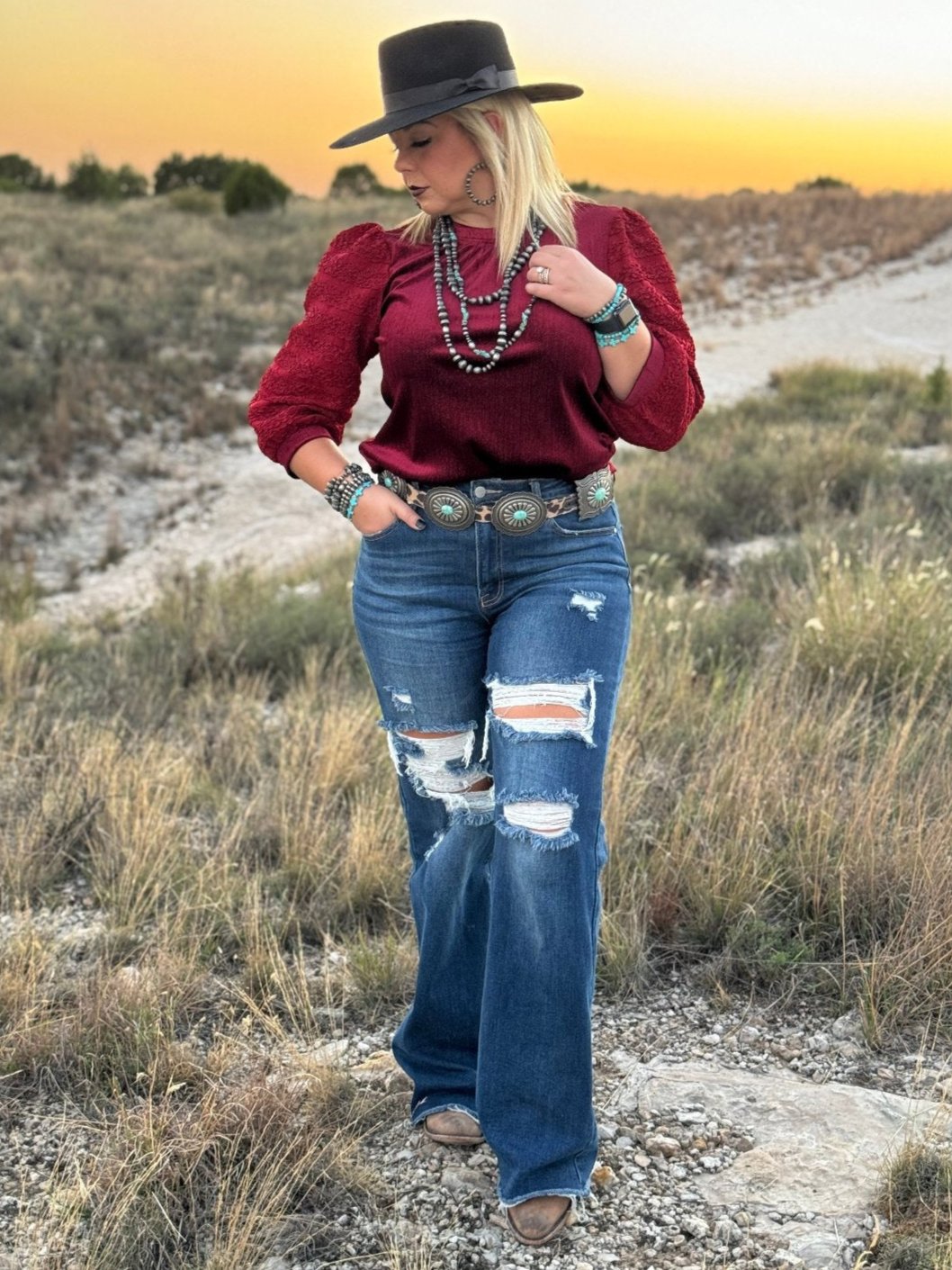 Emma Burgundy Velvet Blouse