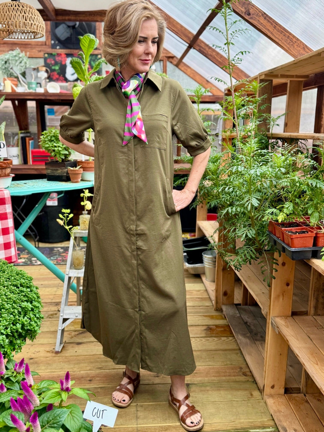 Savannah Olive Midi Dress
