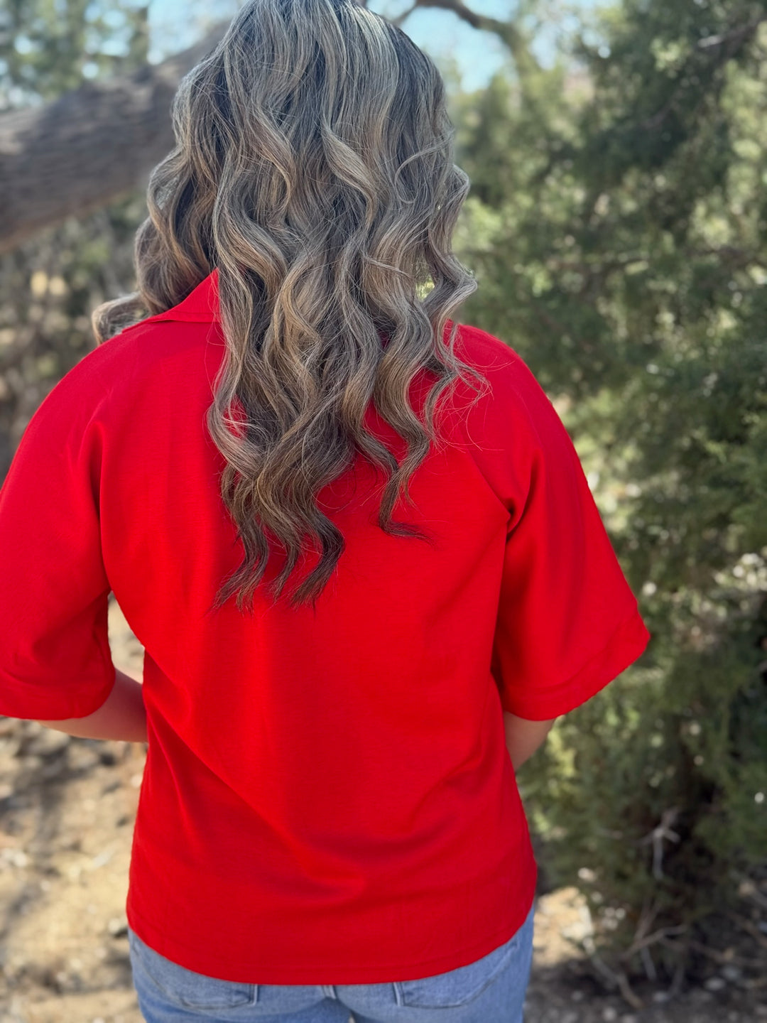 Paige Red V-Neck Top