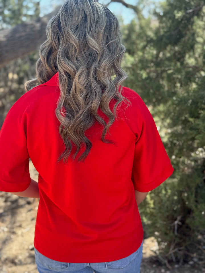 Paige Red V-Neck Top