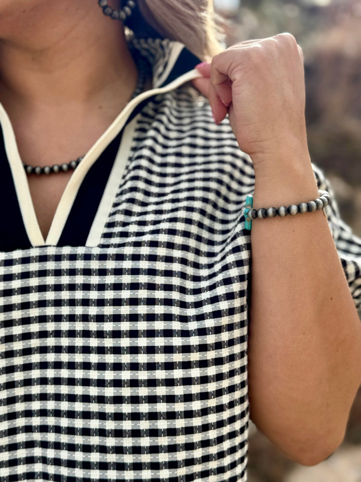 Maya Black & Cream Gingham Blouse