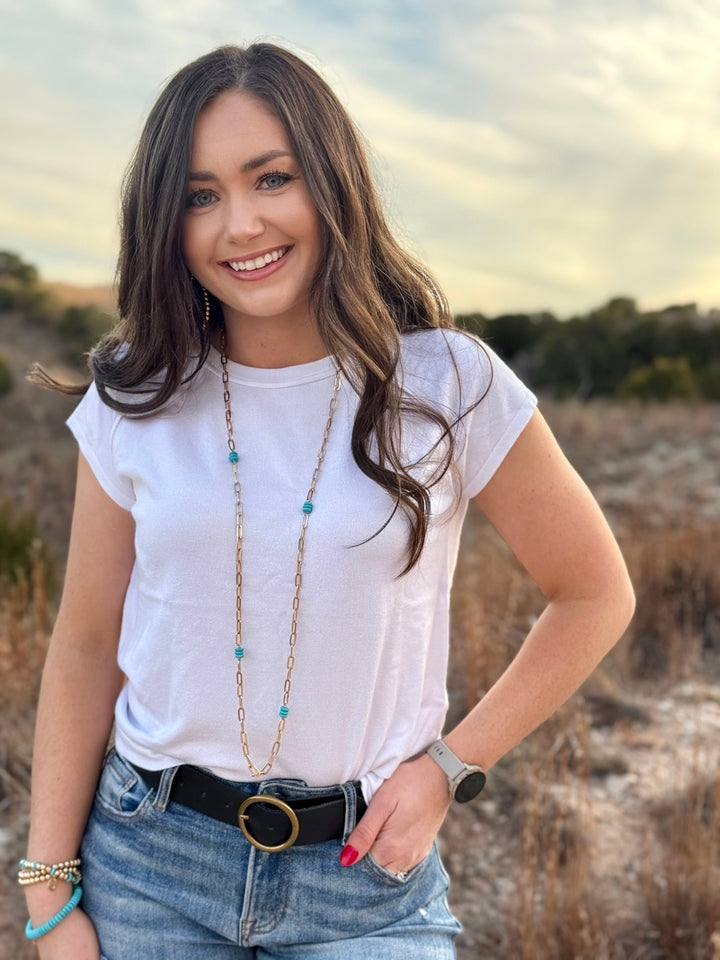 Miriam White Short Sleeve Top