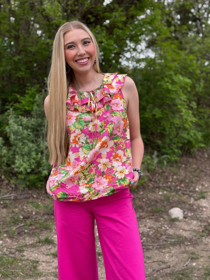Watercolor Floral Pink Top