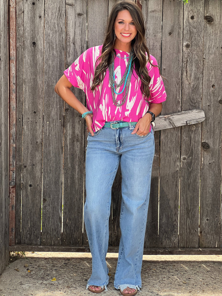 Eleanor Pink & White Blouse