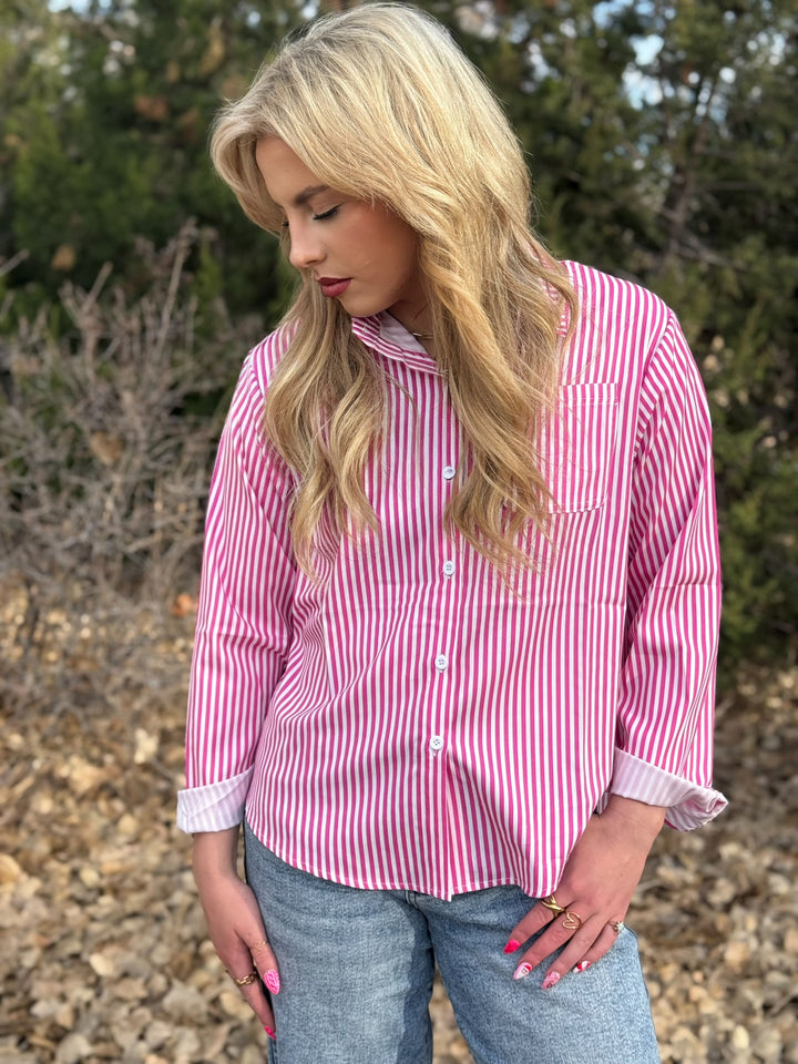 Leslie Stripe Button Down Top