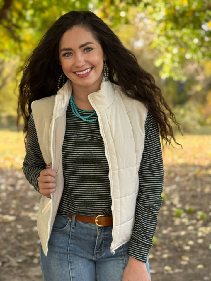 Melody Black & White Striped Basic Top