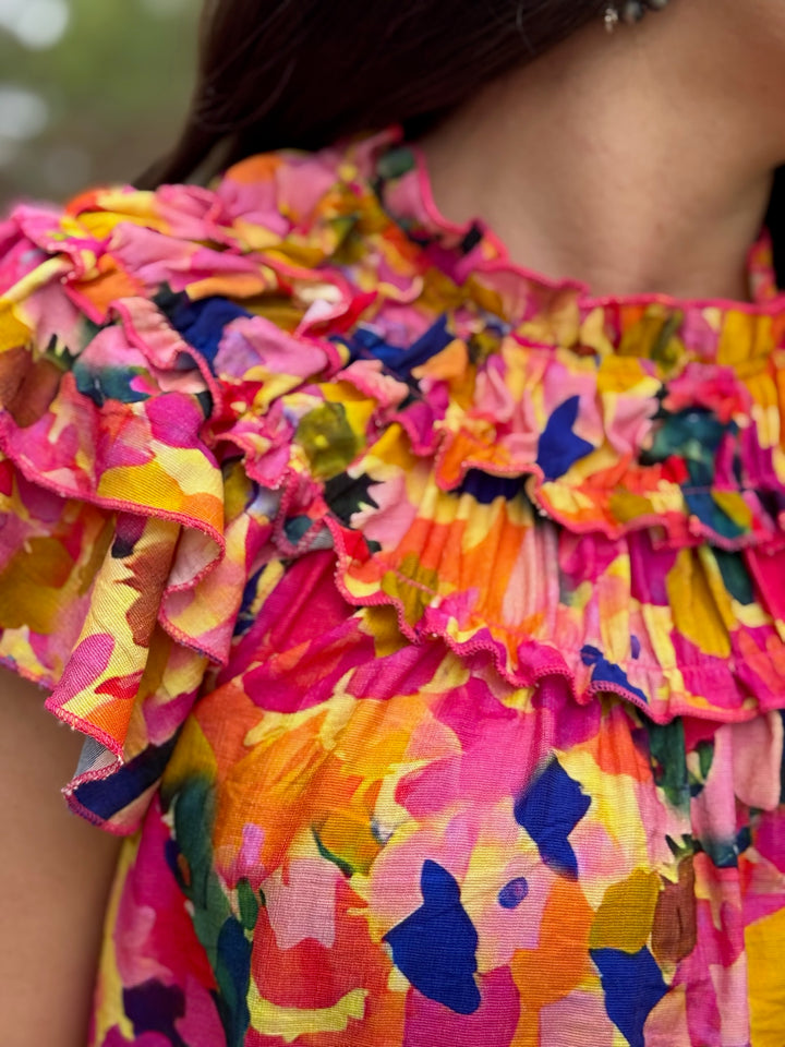 Confetti Pop Ruffle Sleeve Blouse