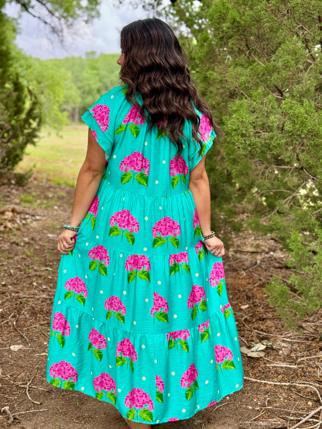 Hydrangea Print Midi Dress