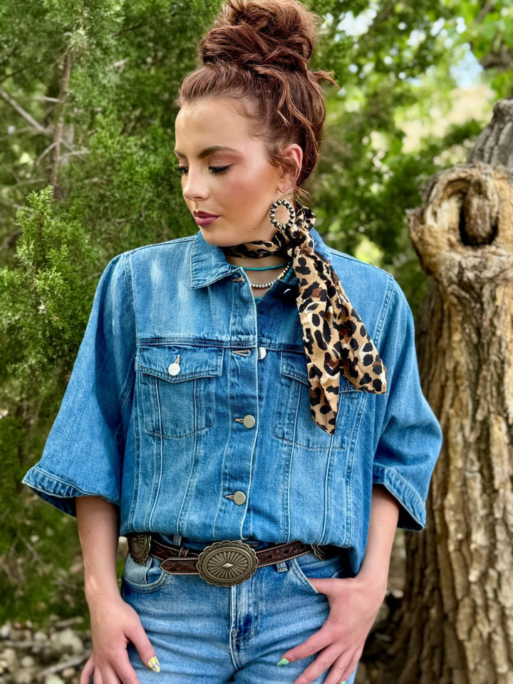 Flowy Square Cape Denim Jacket