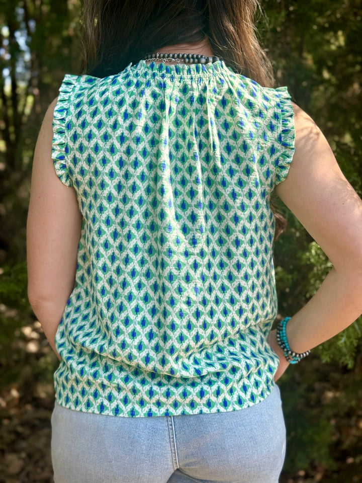 Nancee Green & Blue Sleeveless Top