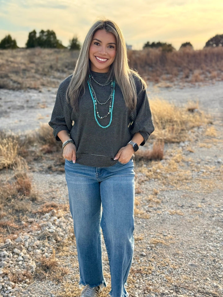 Josephine Black & Cream 1/2 Sleeve Top