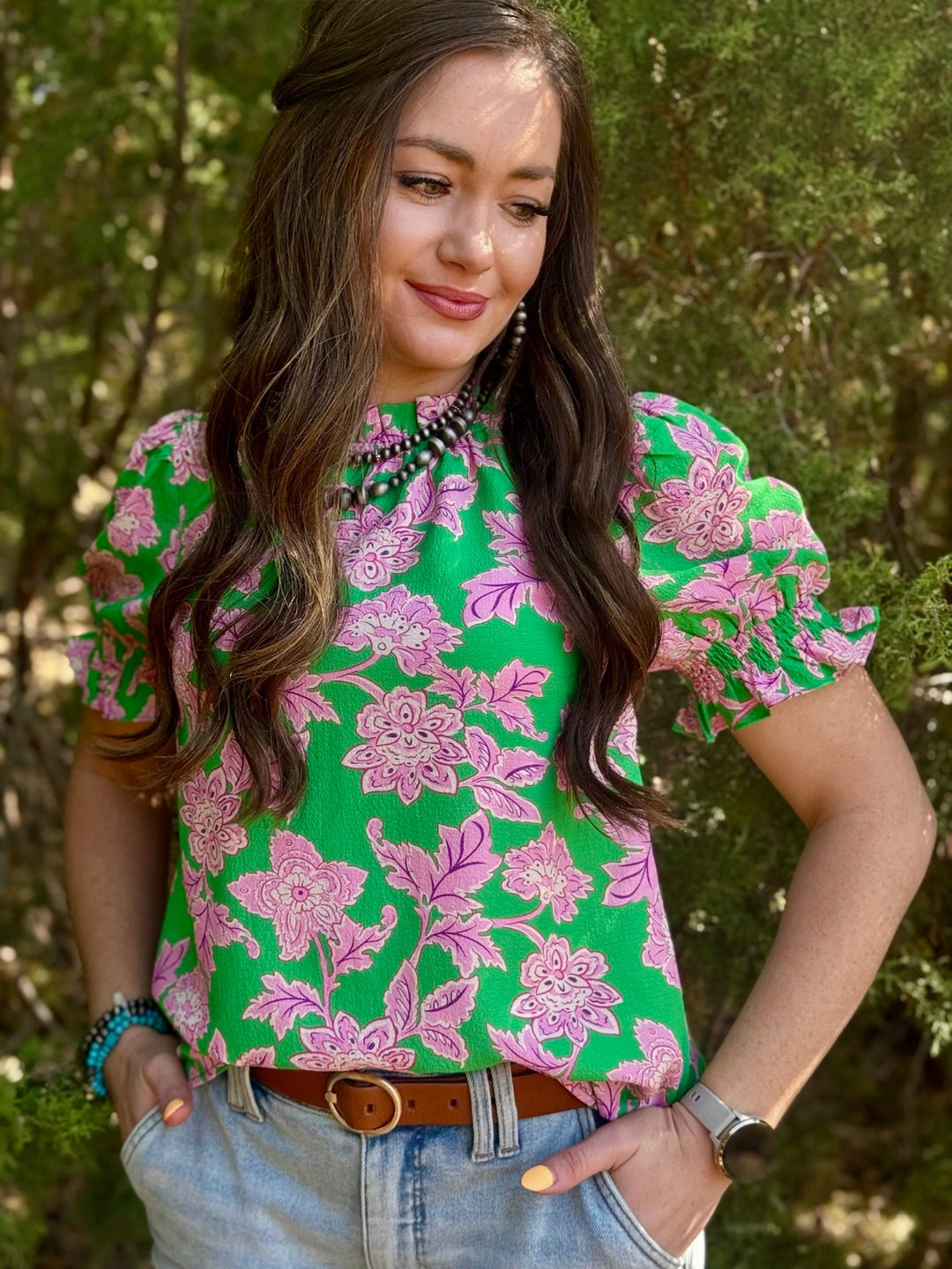 Floral Galore Green Top