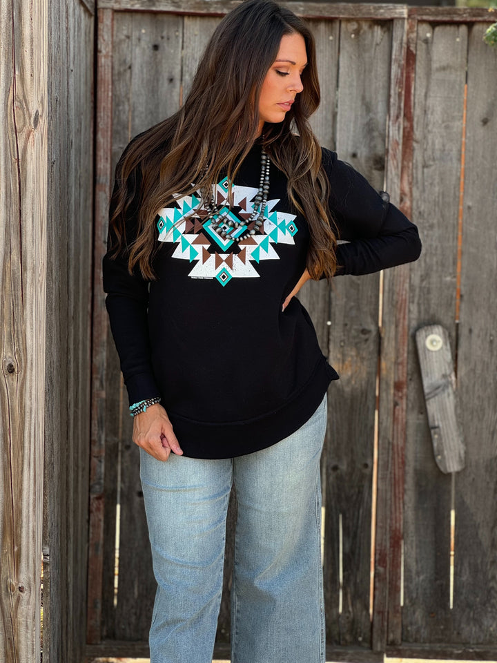 Kearstin Aztec Graphic Sweatshirt by Texas True Threads