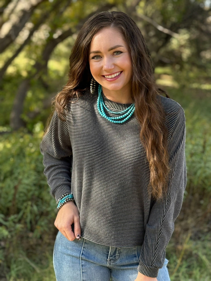 Andrea Black Ribbed Top